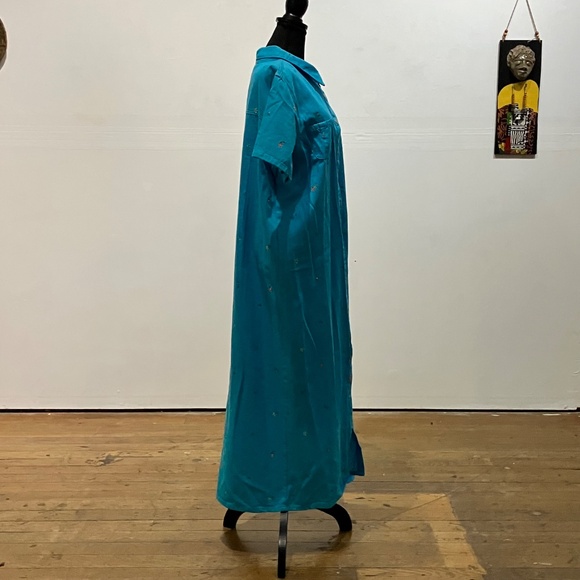 Denim & Co Blue embroidered button-down maxi dress - Picture 5 of 13